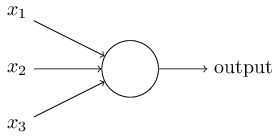 তিনটি input ও একটি output সহ একটি perceptron